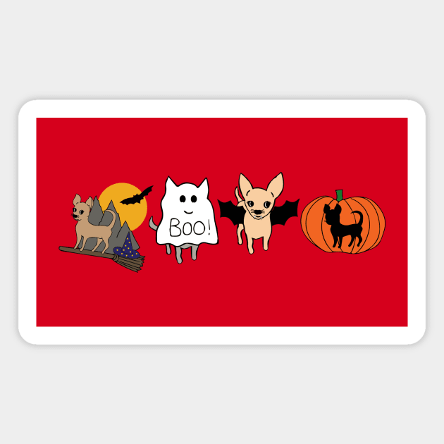 Red Halloween Chihuahuas - Smooth Coat Chihuahuas - Halloween Chihuahua Tee Magnet by bettyretro